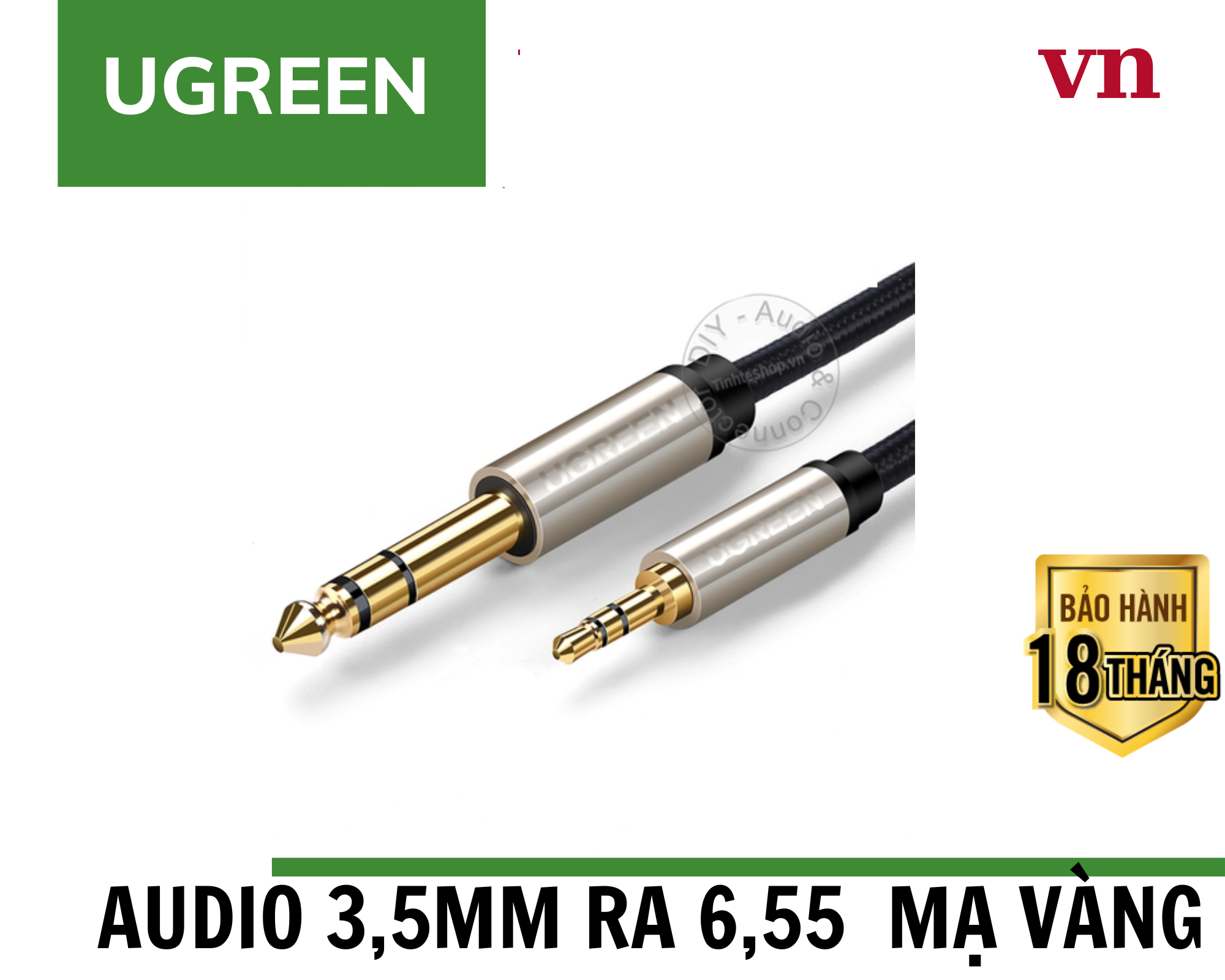 Dây cáp audio 3.5MM to 6.5MM hai đầu dương dài 2m Ugreen 10628 cao cấp